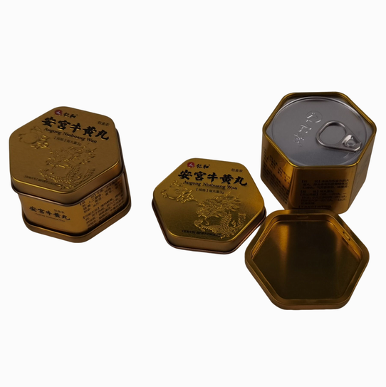 Hexagonal Self Sealing Custom Tin Can Container With Easy Open Inner Lid ISO Sedex