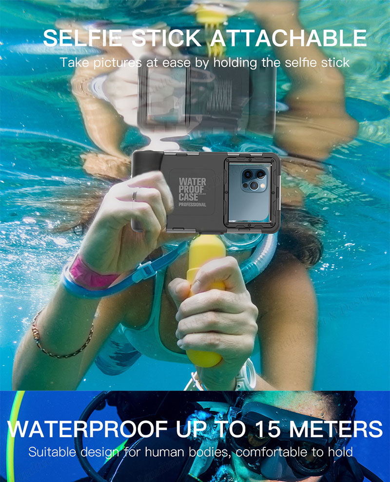 360 Full Waterproof Diving Cell Mobile Phone Case Cover High Clear Transparent for Iphone 15 14 13 12 Plus Pro Max