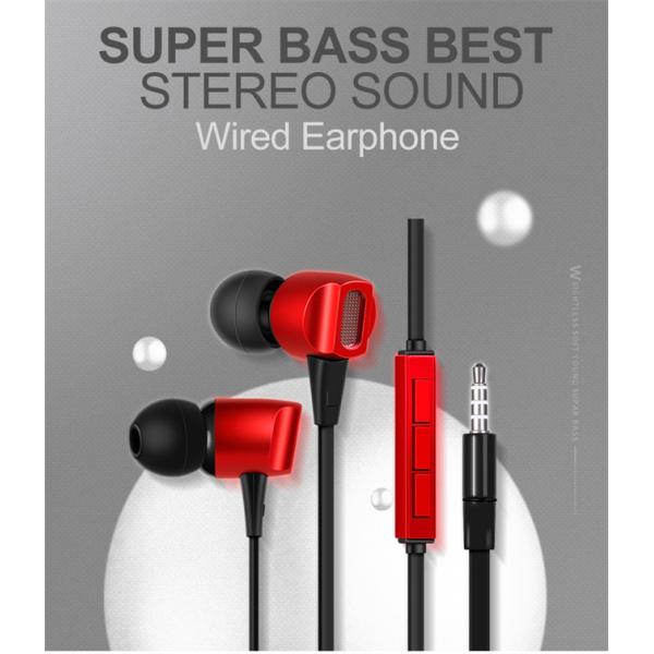 Media Player Metal Wired Earphones 100dB Noise Cancelling Earbuds With Mic