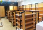 25MM MDF Layer Wood And Metal Shelves Black Steel Frames 1.4M High Double Side