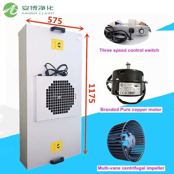 AMBER Class 100 Galvannized Steel 46KG Filter Fan Unit AC 220V/50HZ