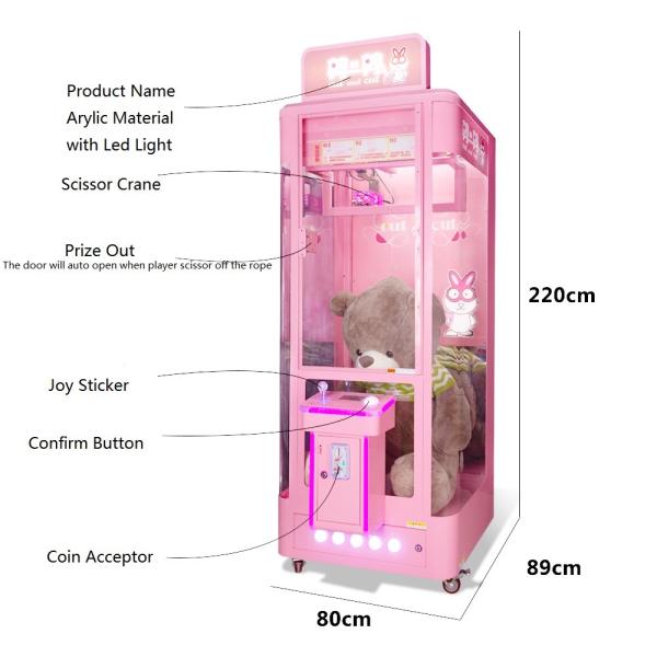 Cut Scissor Doll Crane Machine , 800 * 890 * 2200MM Arcade Claw Machine
