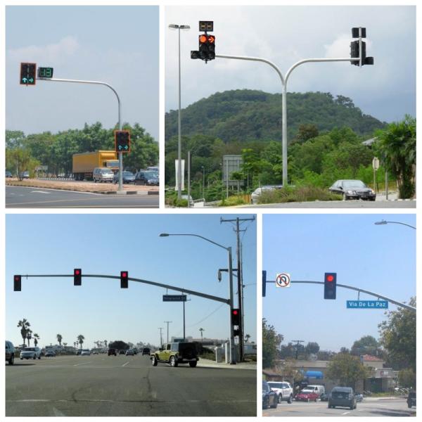 6000mm Height Galvanized Traffic Light Signals Columns Single Bracket For Horizontal Mounting