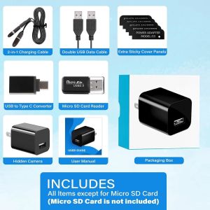 Wall Mount USB Charger Hidden Camera 1080P Mini Hideable Camera