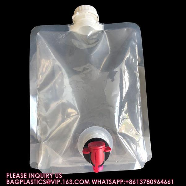 ODM 1L 3L 5L Stand Up Plastic Valve Tap Spout Pouch Bag In Box For Wine Coffee Water Juice Beverage Liquid