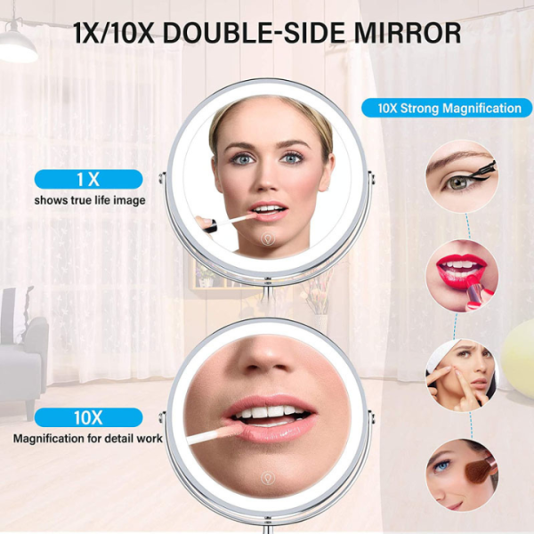 Lighted Makeup Mirror Rechargeable Double Sided Magnifying Mirror Makeup Mirror With 3 Led Lights