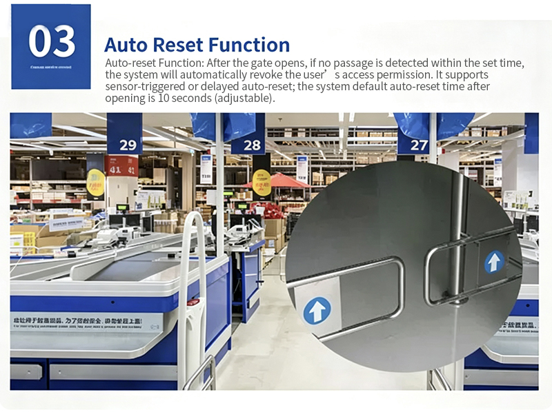 Automatic Supermarket Swing Turnstile Gate with Sensor Detection and Access Control Solution