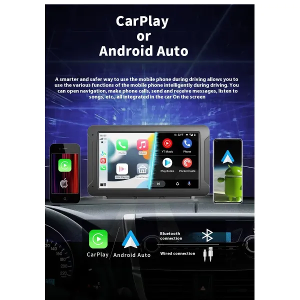 7" Carplay Portable Car Navigation Multimedia MP5 Multi Function Connected Car Bluetooth