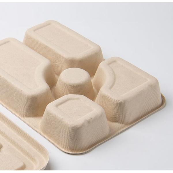 Sugarcane Pulp Lunch Takeaway Bento Box 4 5 Compartment Biodegradable Disposable