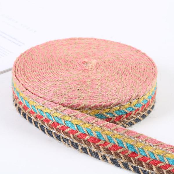 Braided Woven Jute Burlap Ribbon Retro Gold Burlap Ribbon For Garment