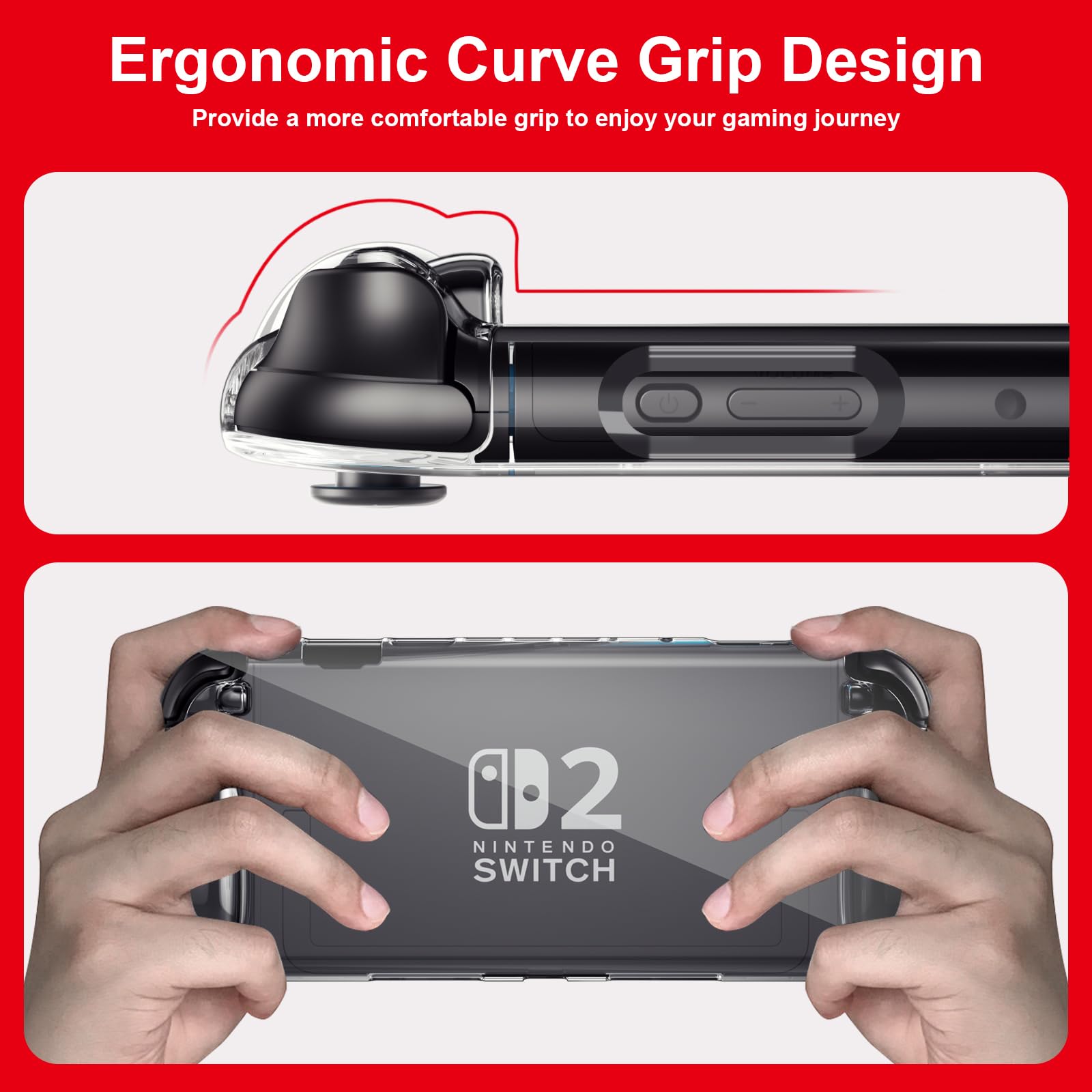 Laudtec for Switch 2 Case (2025), Sanyetral Premium Soft TPU Lightweight Shockproof Clear Cover for Nintendo