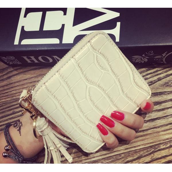 Square wallet crocodile pattern cowhide tassel short paragraph two fold ornaments retro minimalist leather zipper female