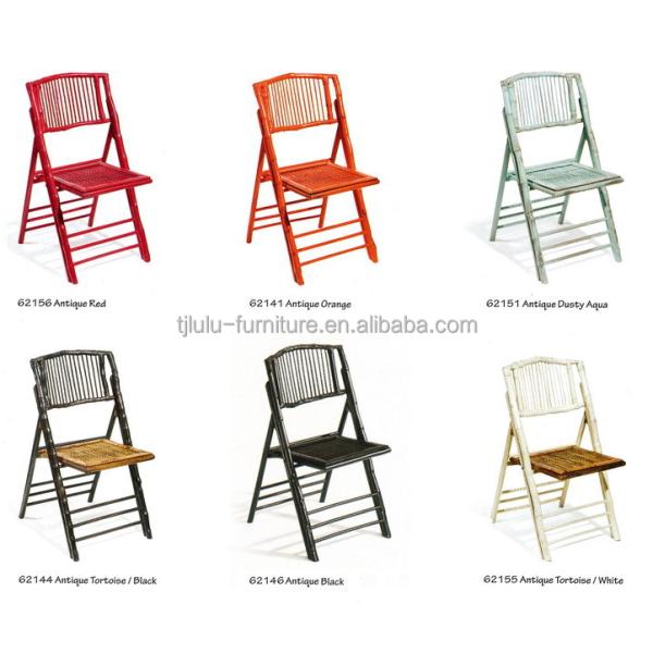 Rattan / Wicker Seat Back Material Customized Colour Rustic Bamboo Folding Outdoor Dining Chair for Event Party Furniture
