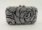Flower Pattern Small Rhinestone Evening Bags Hard Case With Hot Fix Crystal