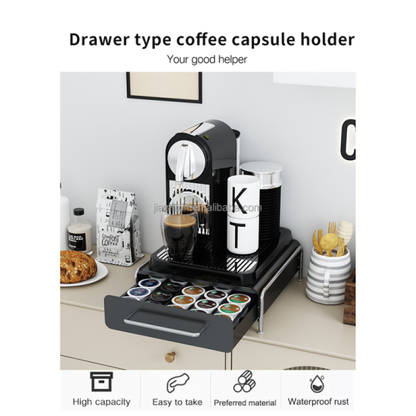 Stackable Retail Coffee Bean Pods Mug Syrup Capsule Holder Display Storage Rack Tray Acrylic With Drawer Sugar Box Combination