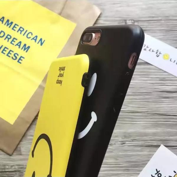 Soft TPU IMD Smiling Face Black Edge Scrub Cell Phone Case Cover For iPhone 7 6s Plus