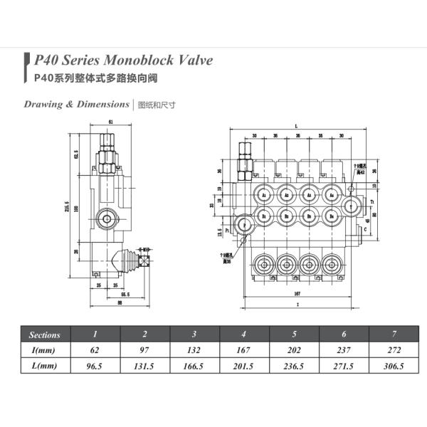 Directional Control Valve 2 Way 40 Liters Joystick Float Position Manual Control Valve
