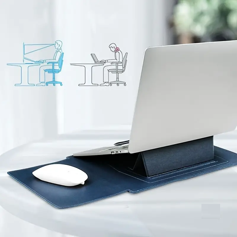 Leather Bag Laptop Mouse Pad 2 in 1 Hand-held Computer Storage Bag Computer Simple Business Bags Covers for 13 14 15