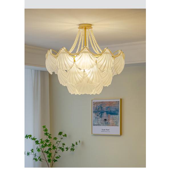 Modern Led Chandelier For Living Room Frosted Glass Luxury Shell Chandelier Lamp(WH-CY-247)