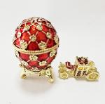 Decorative Earring Ring Trinket Holder Box Hand Painted Faberge Egg Style Hinged