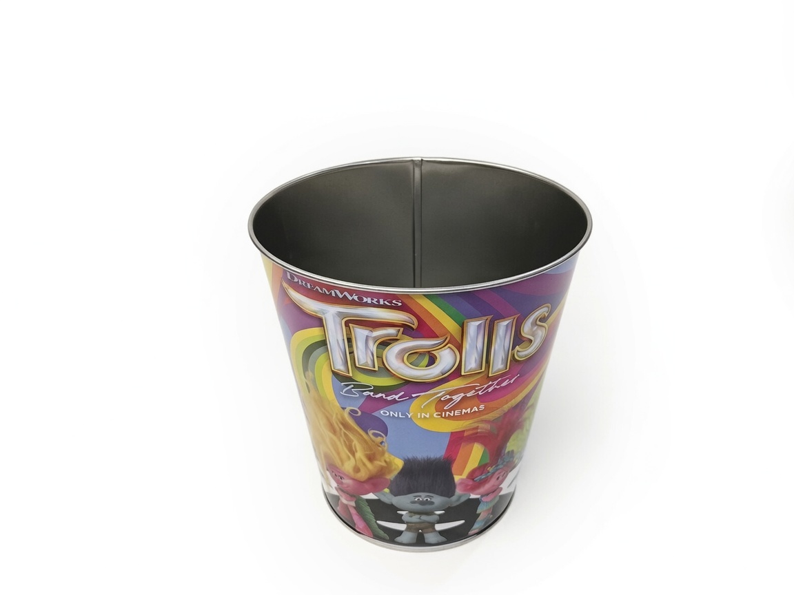 Dadi Reusable Metal Popcorn Tin Bucket with Lid Durable Customized Design Storage for Popcorn Snacks Movie Nights