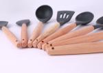 Food safety , Non-stick, Oak handle Silicone Kitchen Utensils Set , 8 pcs