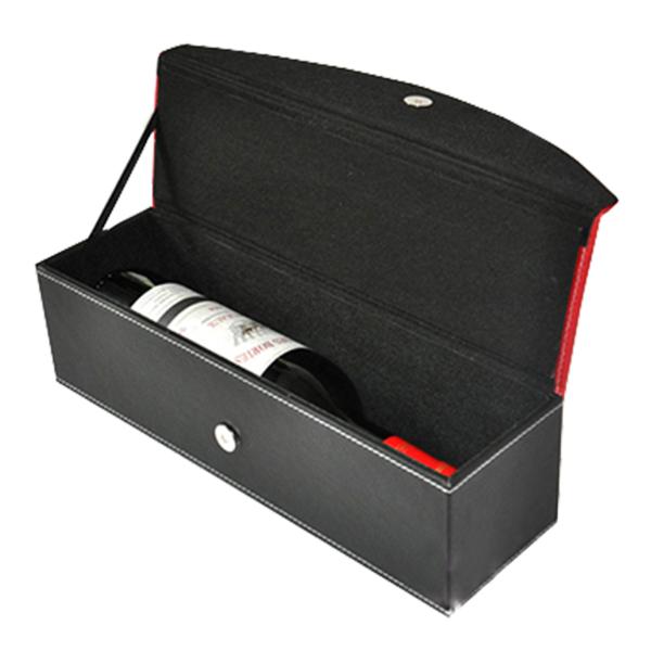 Luxury PU Leather Wine Packaging Box Single Bottle Wine Boxes With Leather String