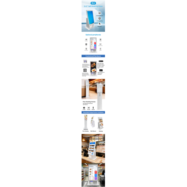 Interactive Self Service Kiosk with WiFi Support LCD Display Screen for Quick Order Placement
