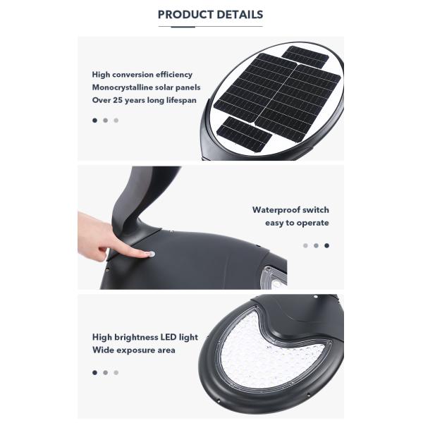 25W Elegant Aluminum Motion Sensor Solar Street Light For Villas