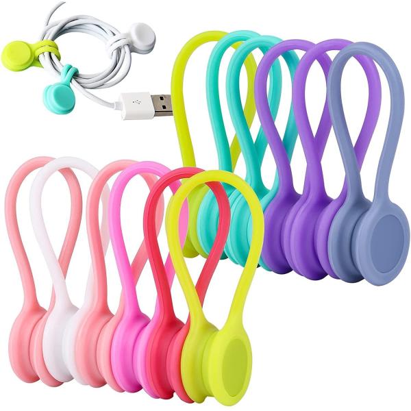 Silicone Magnetic Cable Ties Reusable Cable Organizers Earbuds Cords USB Cable Manager Keeper Wrap Ties Straps Bookmark