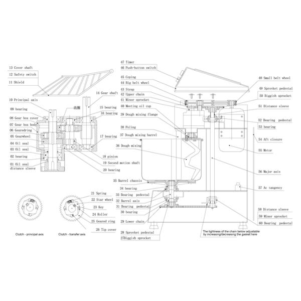 2 Speed Double Motion Spiral Dough Mixer HS50