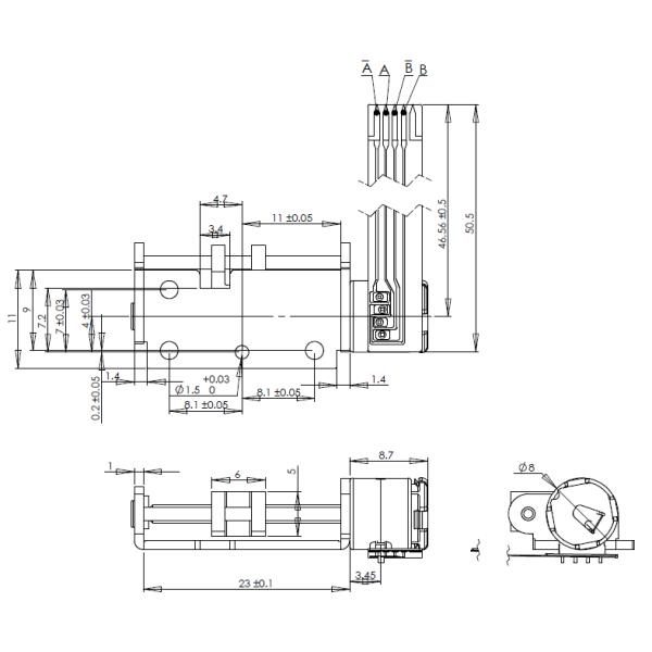 3.3V VSM0806 DC POM Slider Linear Stepper Motor 15mm Travel Distance M2 Lead Screw