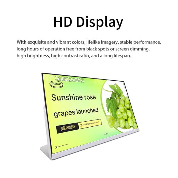 23.8 Inch Android WiFi Indoor OEM Digital Signage Player Tabletop L-Style Electronic Menu Board CMS Remote Control Chain Stores