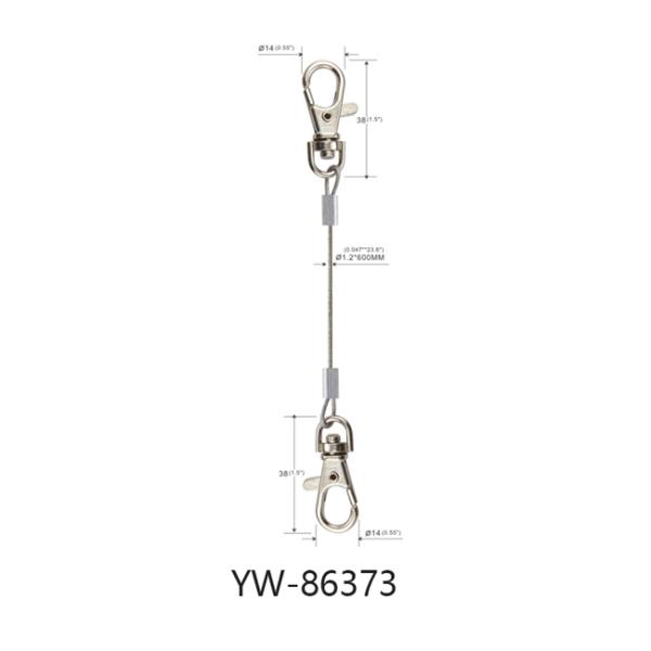 1x7 IWRC Galvanized Security Cable with D Ring Swivel Loop Eye Snap End YW86373