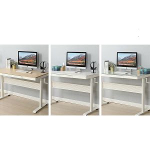 Adjustable Height Recording Studio Table for Girls White Wooden Computer Coffee