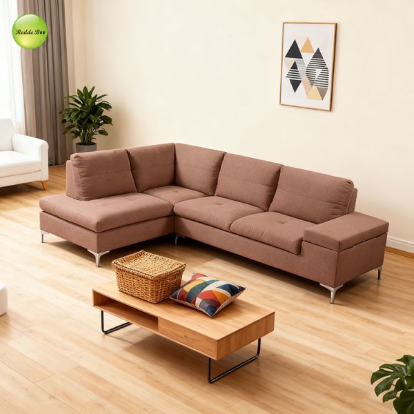 Cotton Linen Blended Left Facing Sectional Sofa L Shaped Customizable
