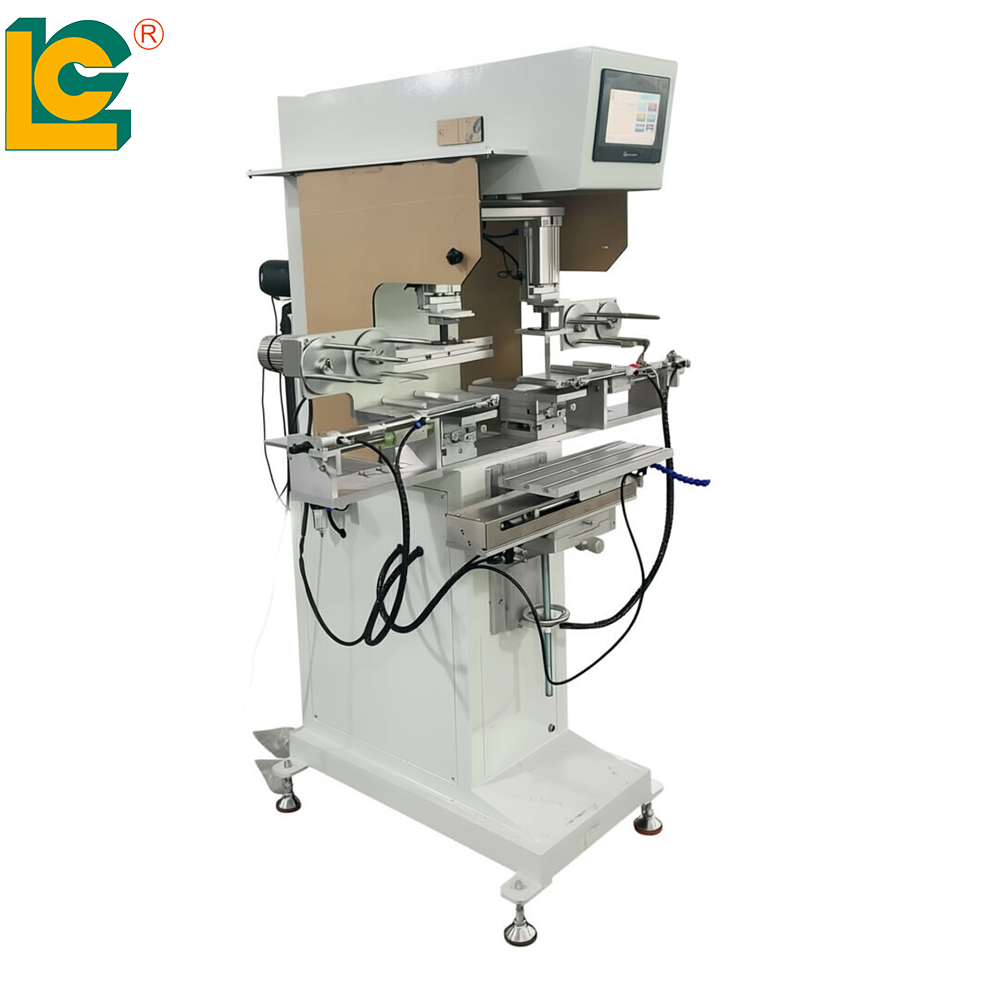 LC 2 color closed ink cup pad printer with shuttle and auto pad cleaning function
