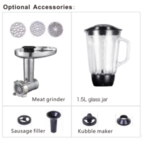 12L 2000W Heavy Duty Stand Mixer With 6 Speed Pulse Function
