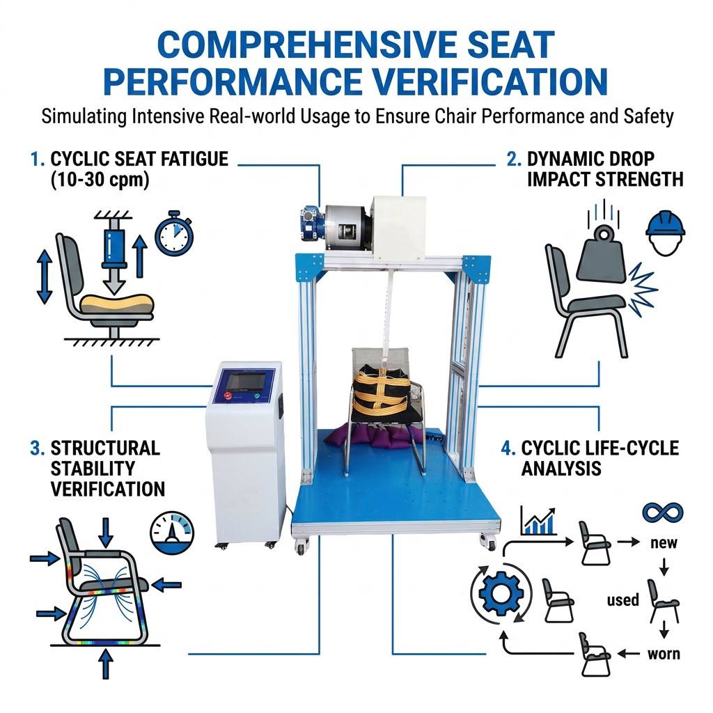 Automatic Chair Seating Cyclic Impact Durability Detector Evaluate Chair Foam and Frame Structural Safety