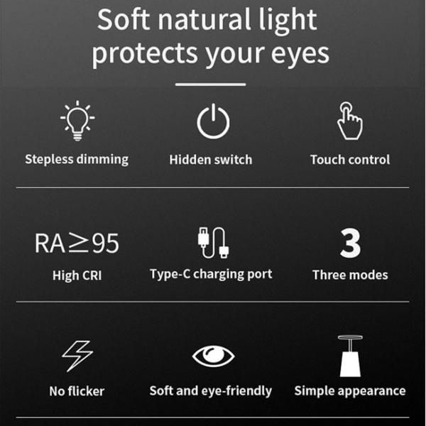 Wireless Charging Led Table Lamp Touch Dimmable Ambient Night Light 3000k-6000k