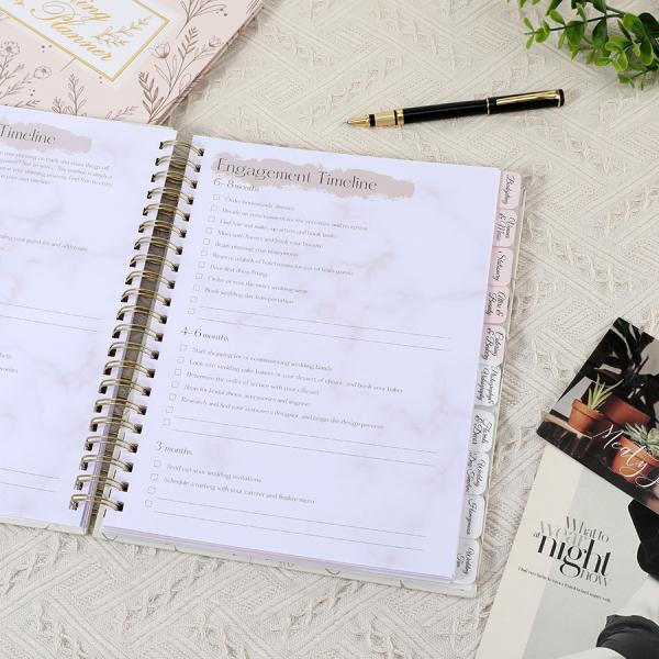 Custom Printing Hardcover Wedding Planner Notebook Spiral Binding Diary Journal Notebook