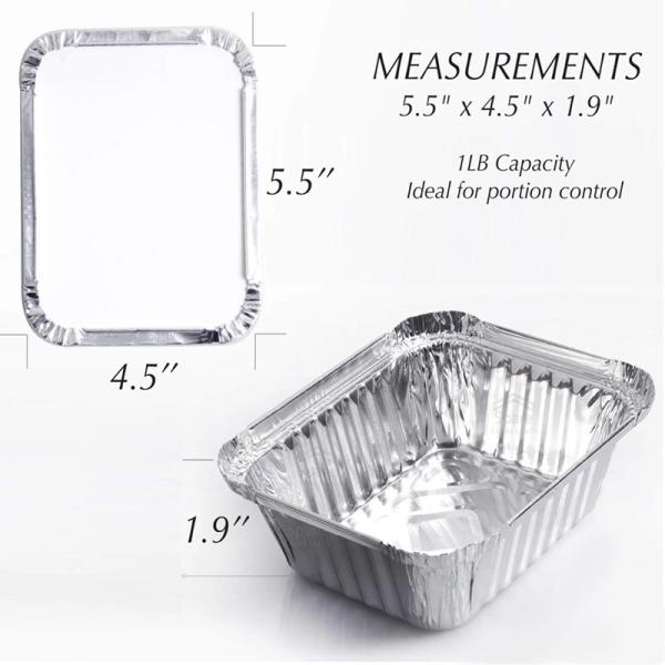Aluminum foil lunch box dimensions and features