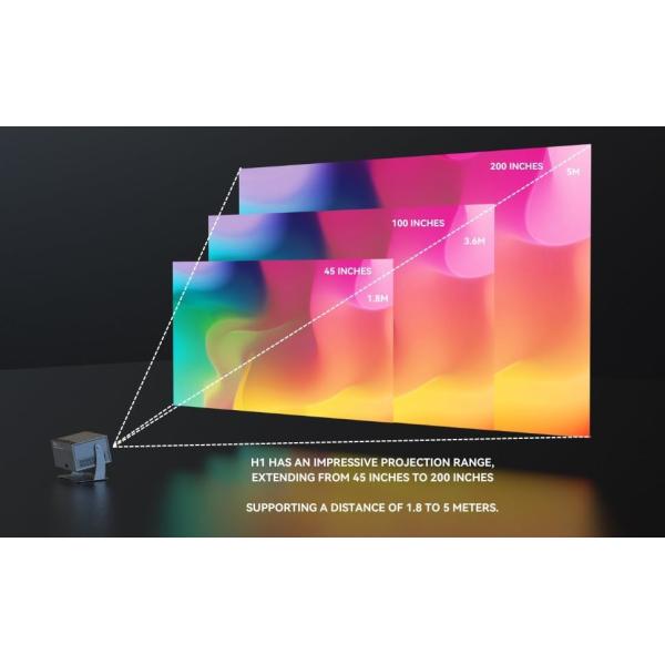 H1 Dark Gray Full HD Flip Dust Free Projector Full Sealed Auto Focus Android Smart Projector