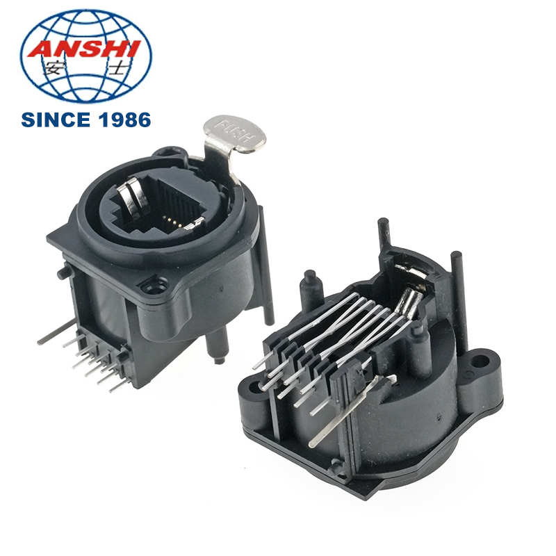 D-Type Panel Mount Audio XLR Socket RJ45 Ethernet Network Interface Combined Connector For Equipment Panel
