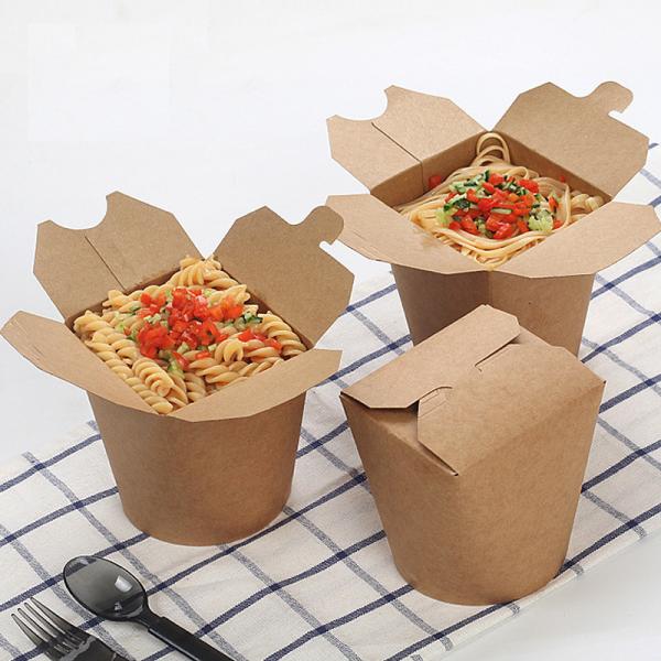 250ml Foldable Round Biodegradable Disposable Tableware 8oz 12oz Paper Noodle Box