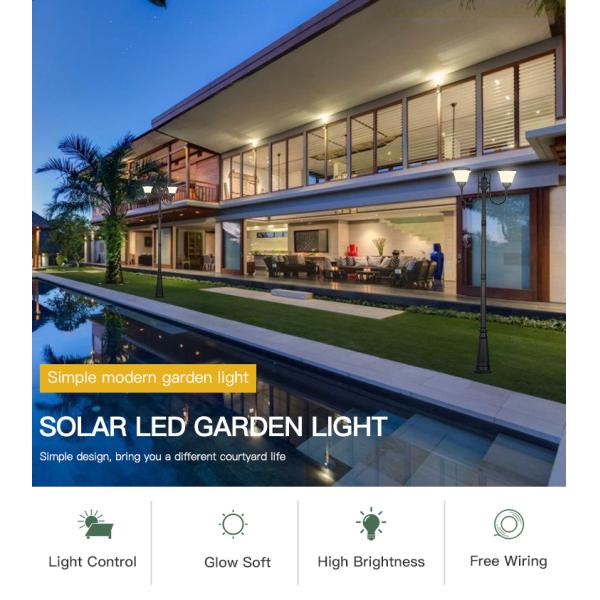 Optically Controlled LED Garden Solar Light Dustproof Aluminum PC Material with Mono cell solar panel