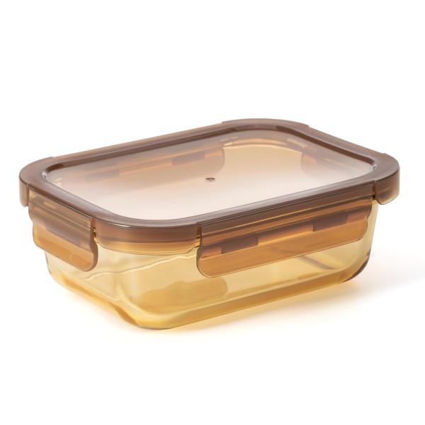 IKOO Amber Glass Container with High Borosilicate Glass Stackable and Airtight Food Storage Containers