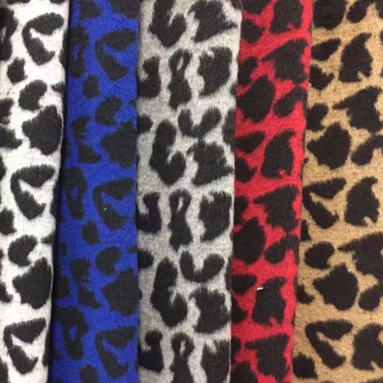 China Red Green Zebra Leopard Tweed Wool Fabric Knitted 150CM Width on sale