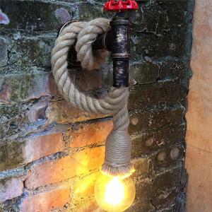 Buy cheap Retro Industrial Wind Hemp Rope Wall Lamp Personality Iron Rust water pipe wall lamp (WH-VR-01） product