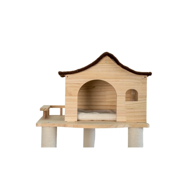 Luxury Solid Wood Multi-Level Cat Tower with Sisal Scratching Post Premium Pet Condos Large Christmas Toy Cat Climbing Frame